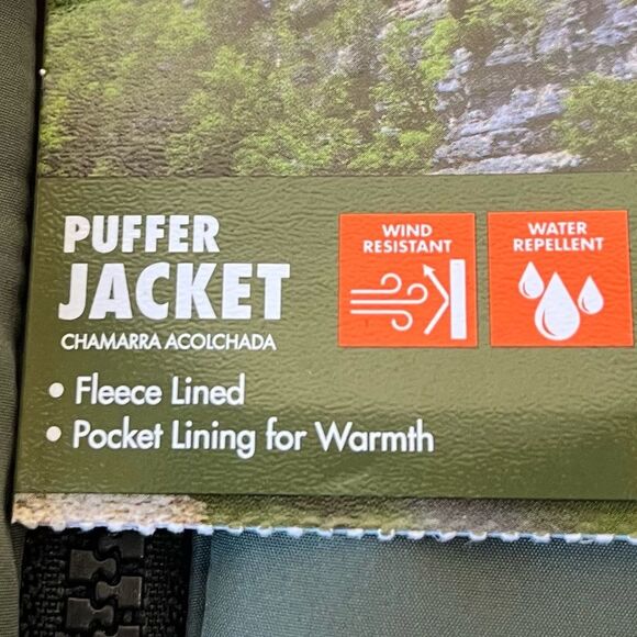 Ozark Trail Boys' Puffer Jacket in size XL (14-16) in green black colors - Picture 3 of 8